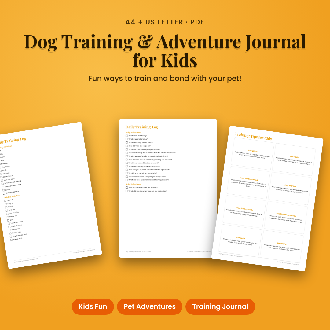 Dog Training &amp; Adventure Journal for Kids