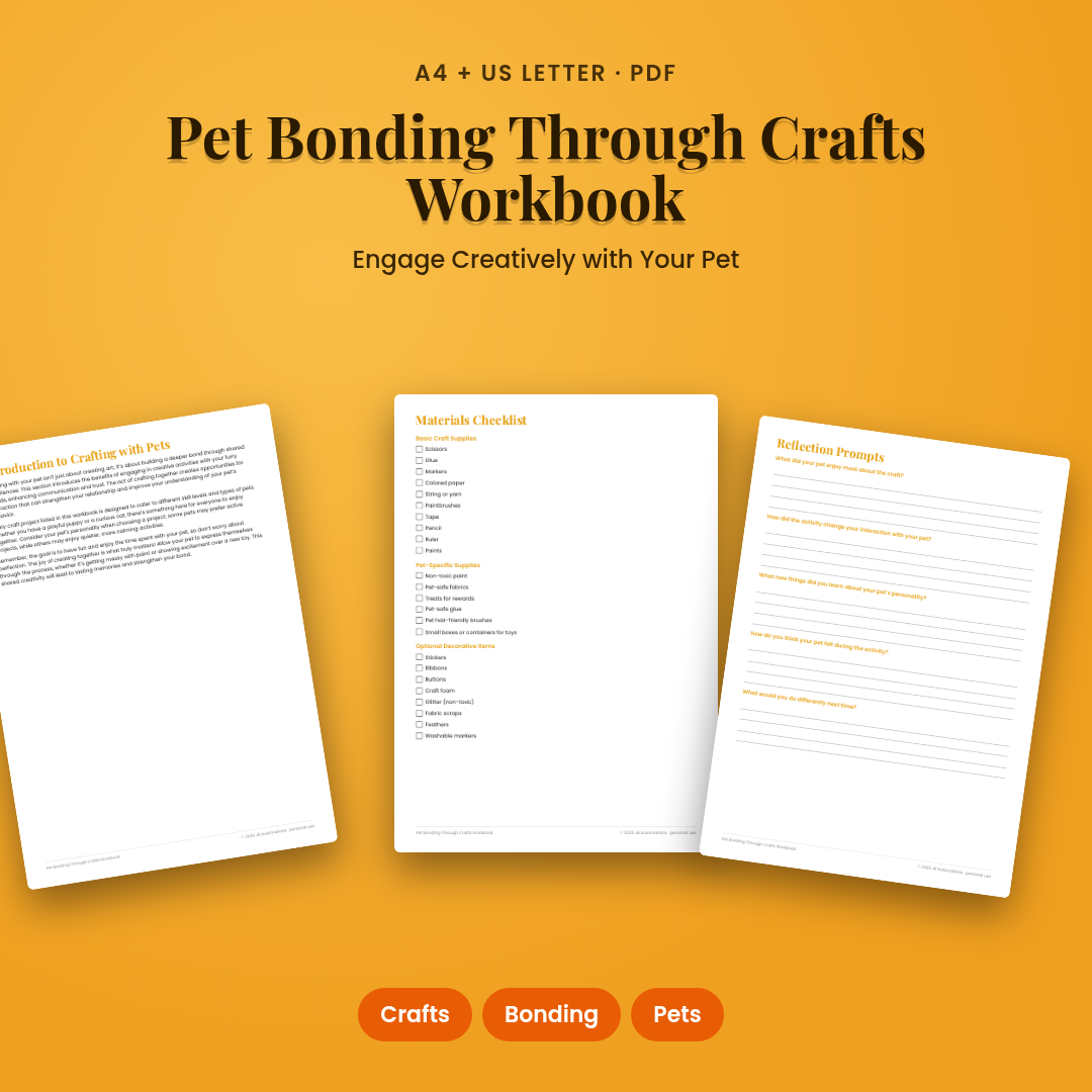 Pet Bonding Through Crafts Workbook