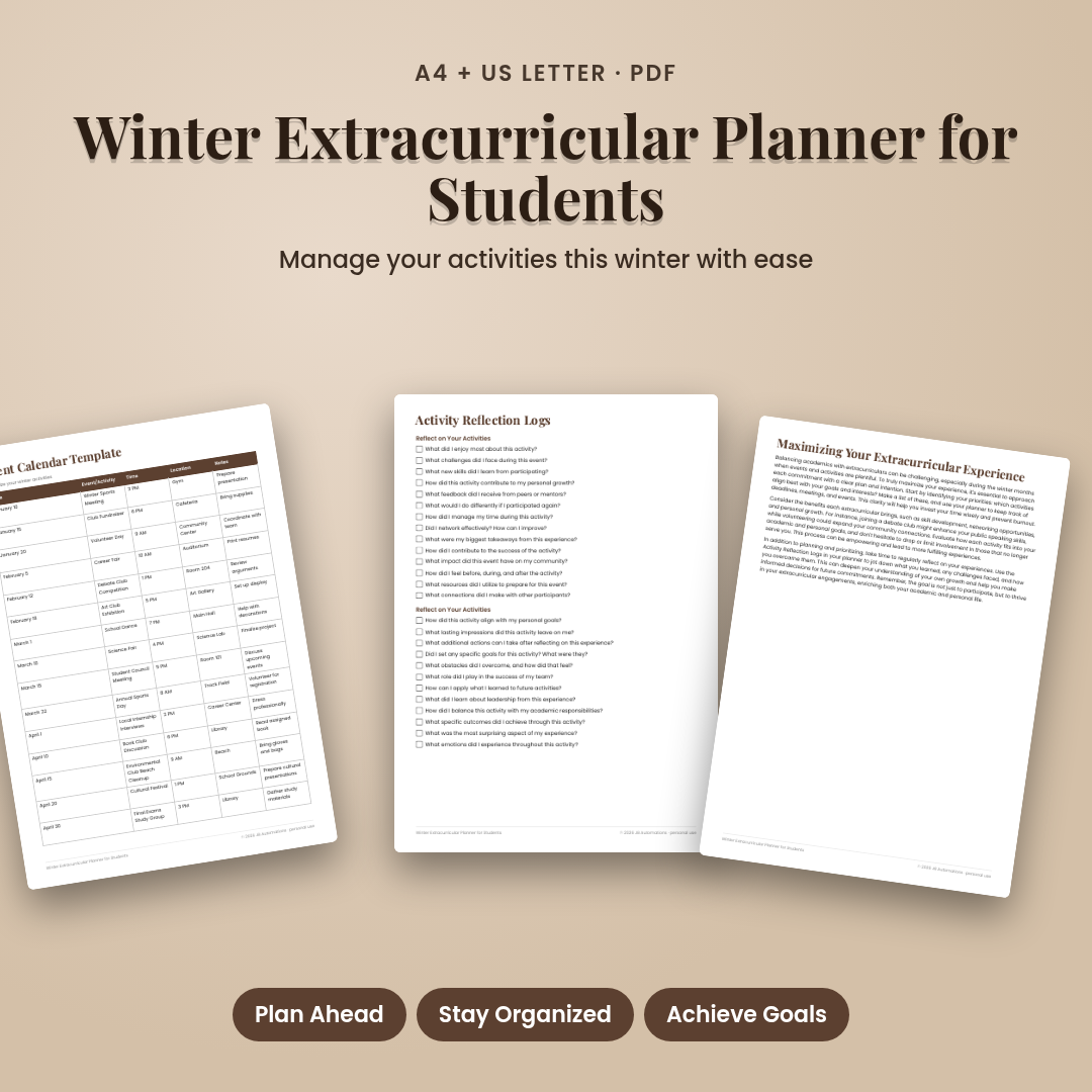 Winter Extracurricular Planner for Students