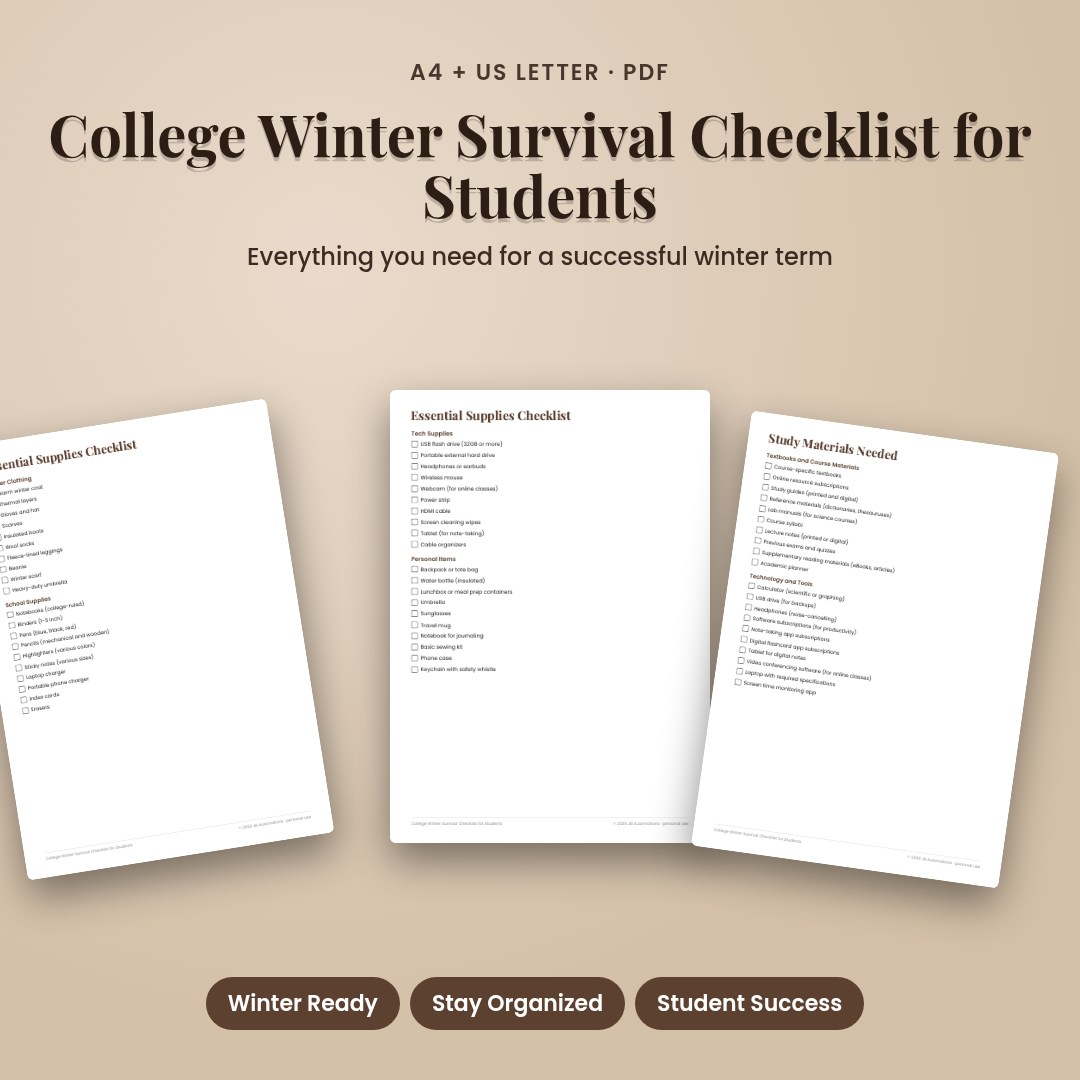 College Winter Survival Checklist for Students