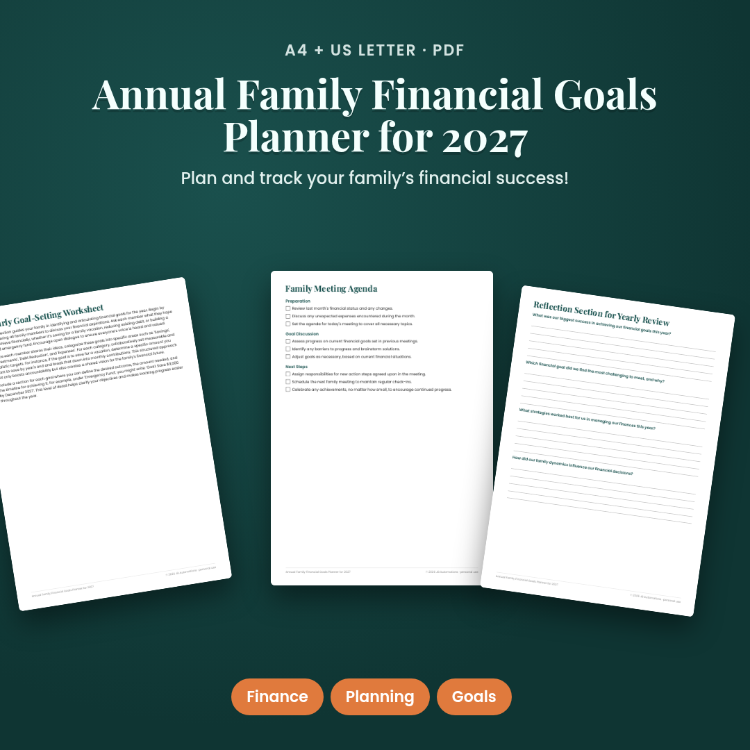 Annual Family Financial Goals Planner for 2027