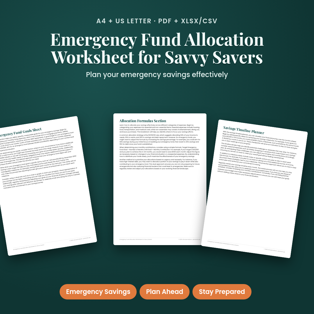Emergency Fund Allocation Worksheet for Savvy Savers