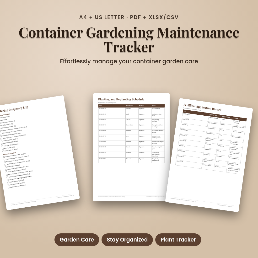 Container Gardening Maintenance Tracker: Stay on Top