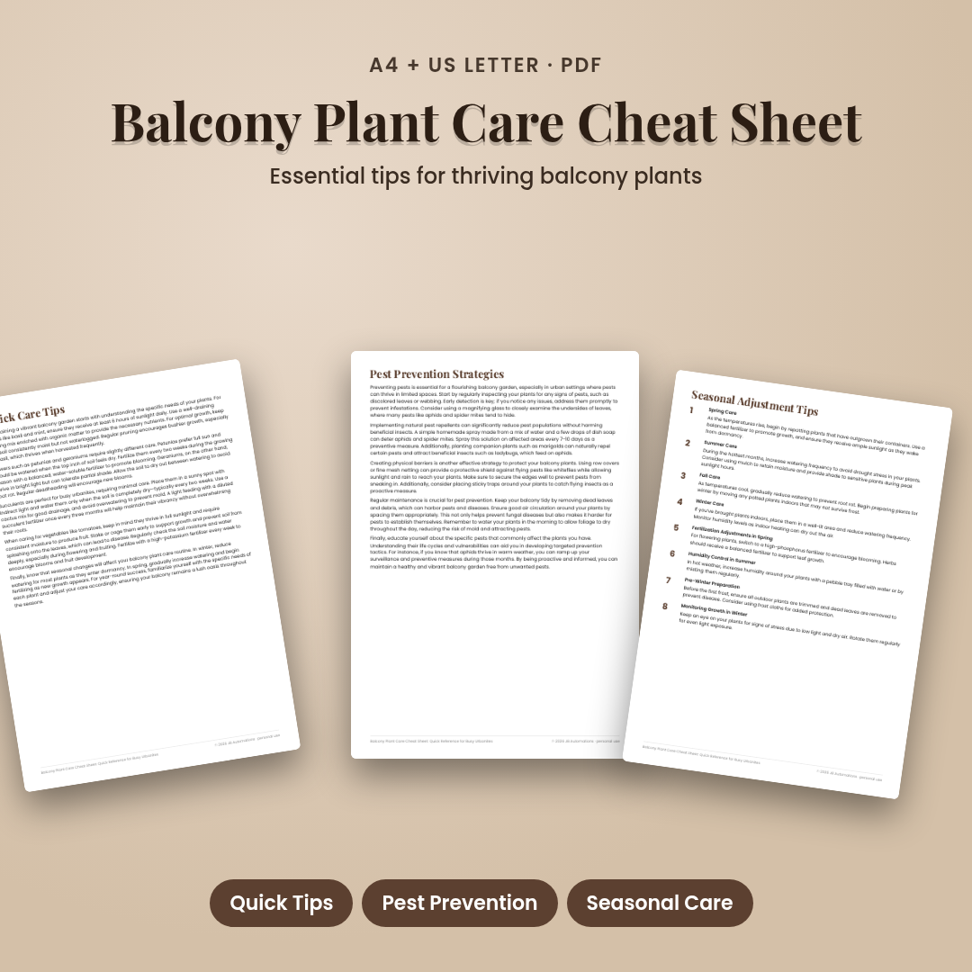 Balcony Plant Care Cheat Sheet: Quick Reference for Busy Urbanites