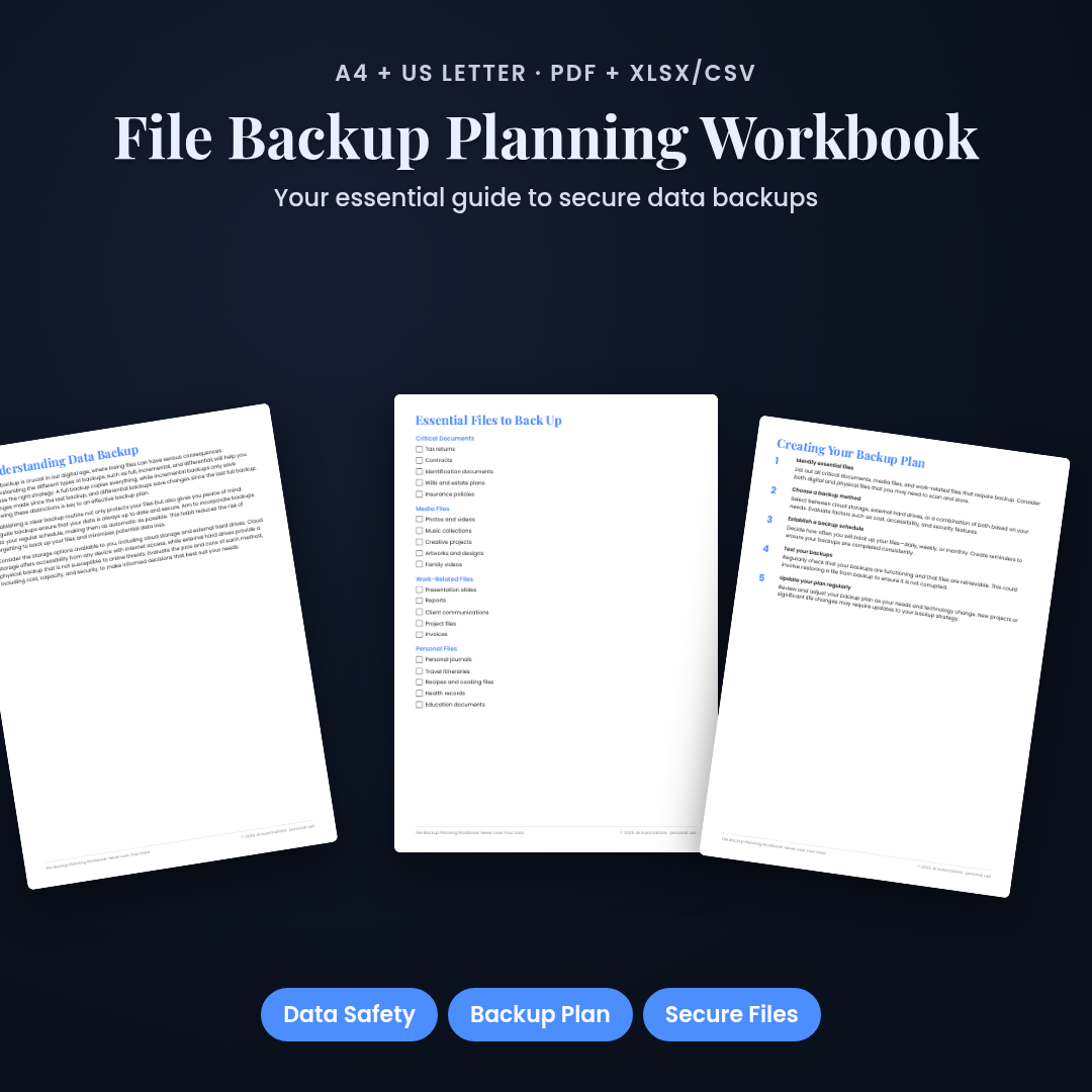 File Backup Planning Workbook: Never Lose Your Data