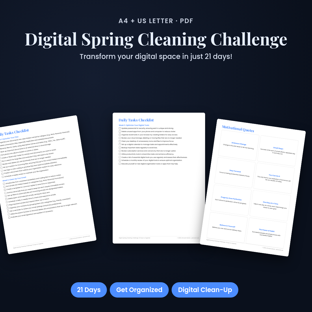 Digital Spring Cleaning Challenge: 21 Days to Organize