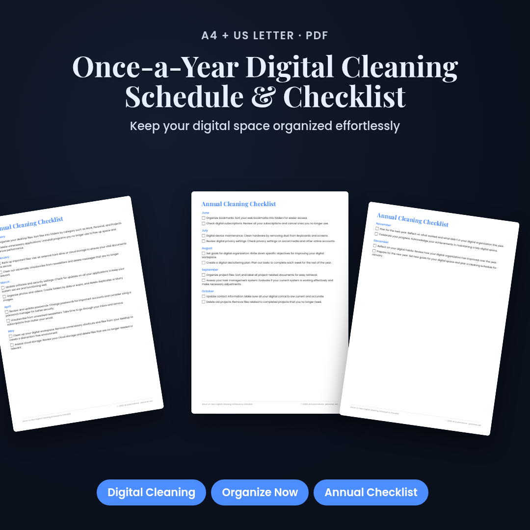 Once-a-Year Digital Cleaning Schedule & Checklist