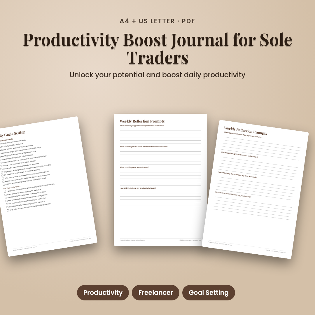 Productivity Boost Journal for Sole Traders