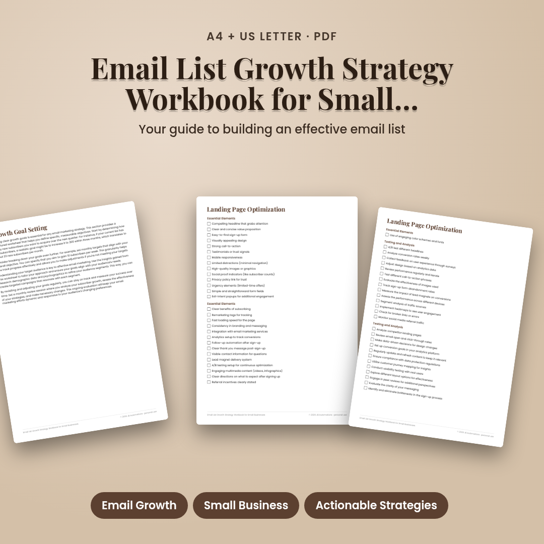 Email List Growth Strategy Workbook for Small Businesses