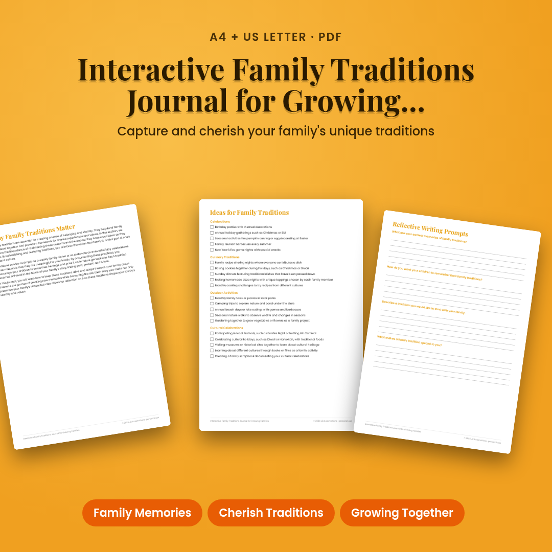 Interactive Family Traditions Journal for Growing Families