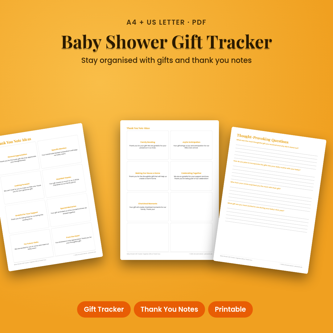 Baby Shower Gift Tracker: Organise Gifts &amp; Thank Yous
