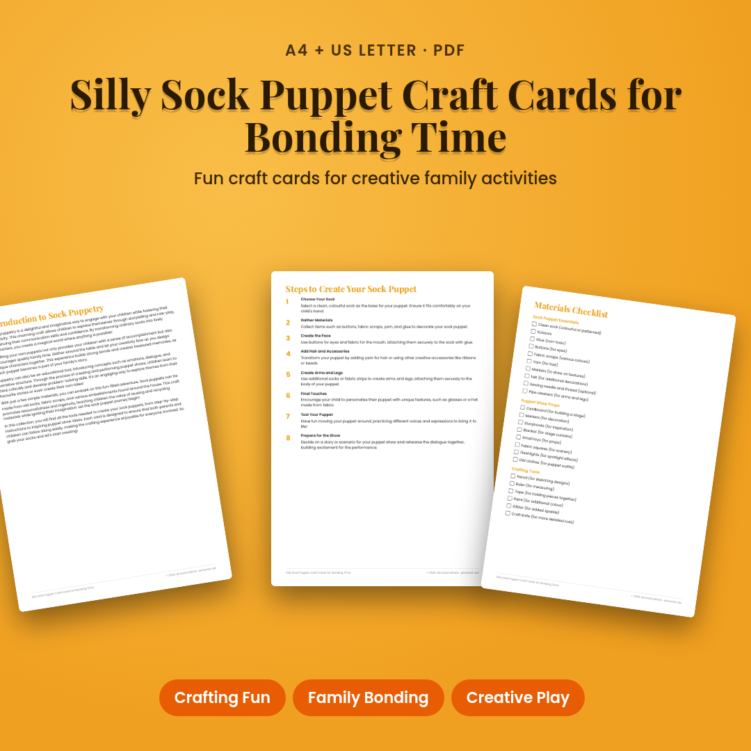 Silly Sock Puppet Craft Cards for Bonding Time