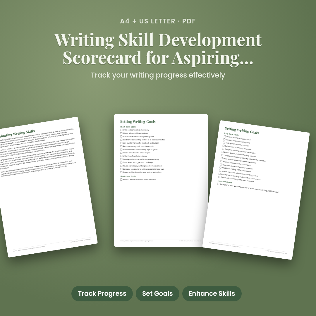 Writing Skill Development Scorecard for Aspiring Writers