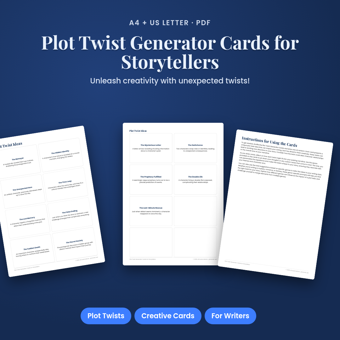 Plot Twist Generator Cards for Storytellers