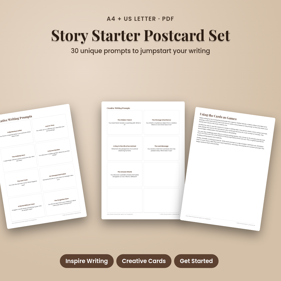Story Starter Postcard Set: Ignite Your Imagination