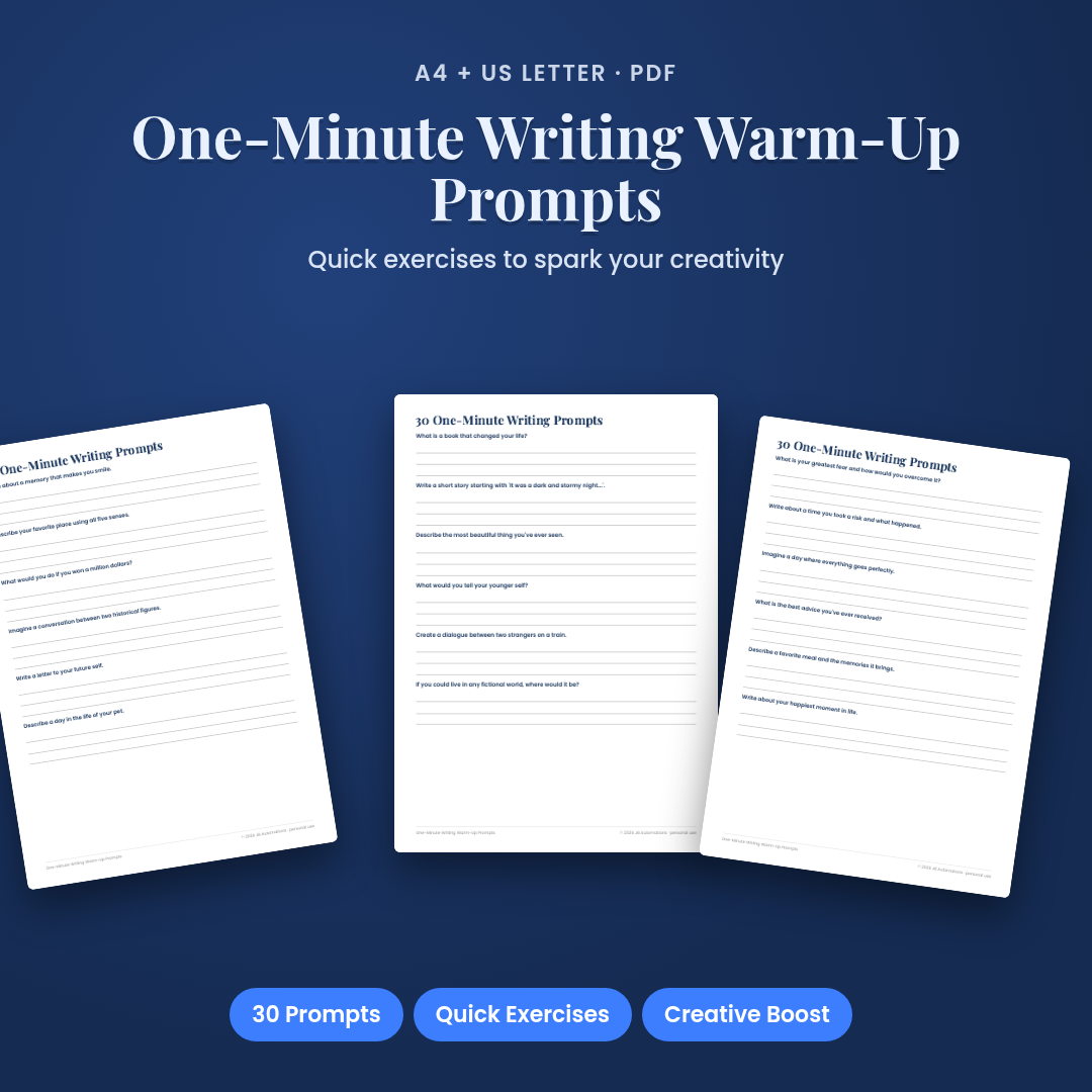 One-Minute Writing Warm-Up Prompts