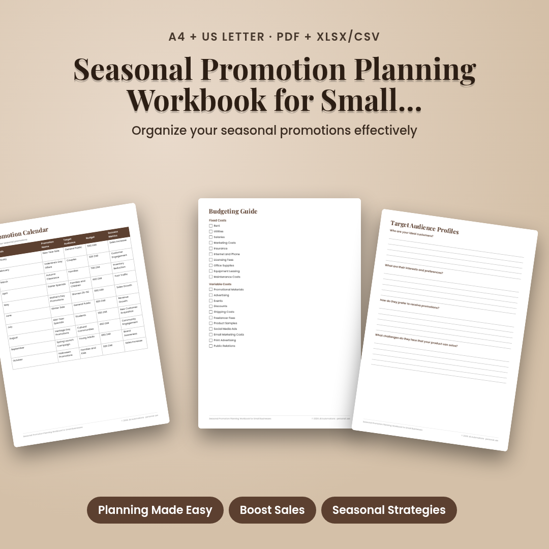 Seasonal Promotion Planning Workbook for Small Businesses
