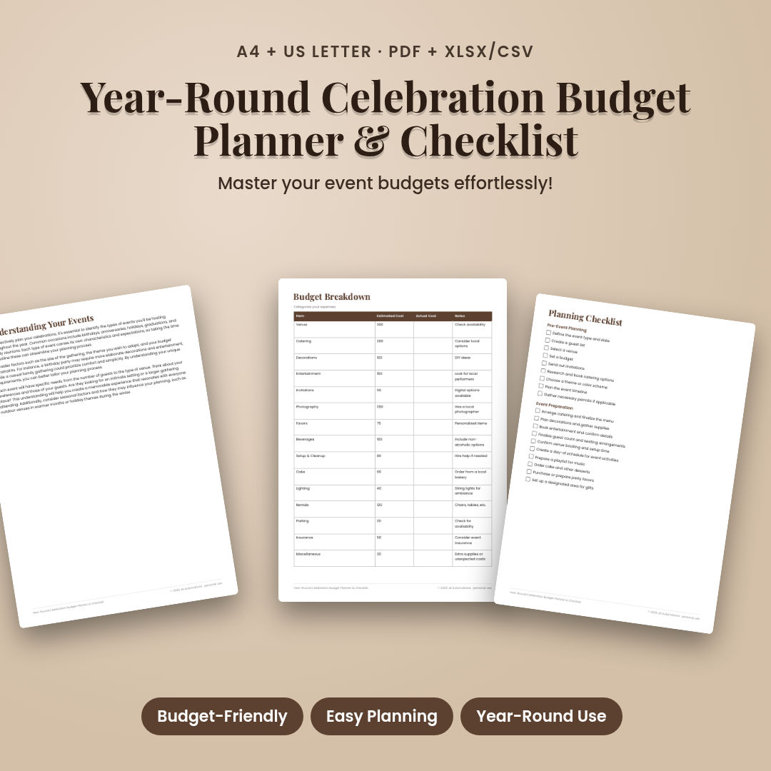 Year-Round Celebration Budget Planner & Checklist