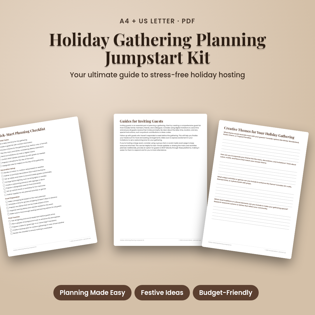 Holiday Gathering Planning Jumpstart Kit