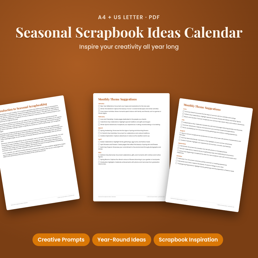 Seasonal Scrapbook Ideas Calendar