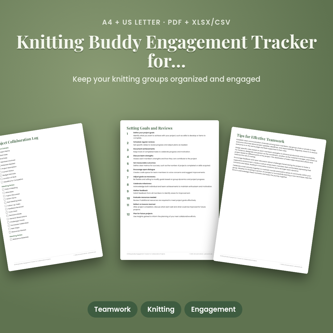 Knitting Buddy Engagement Tracker for Collaborative Projects