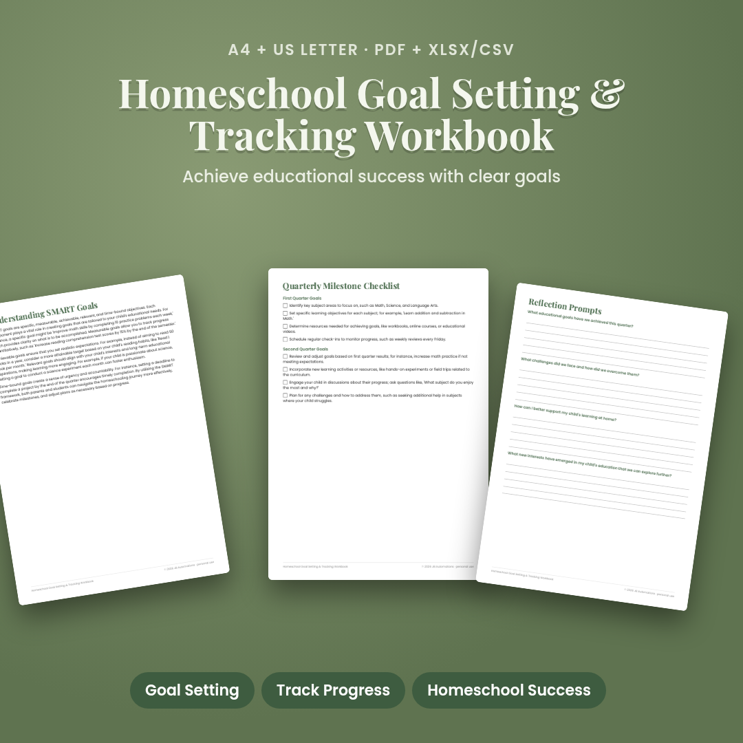 Homeschool Goal Setting & Tracking Workbook