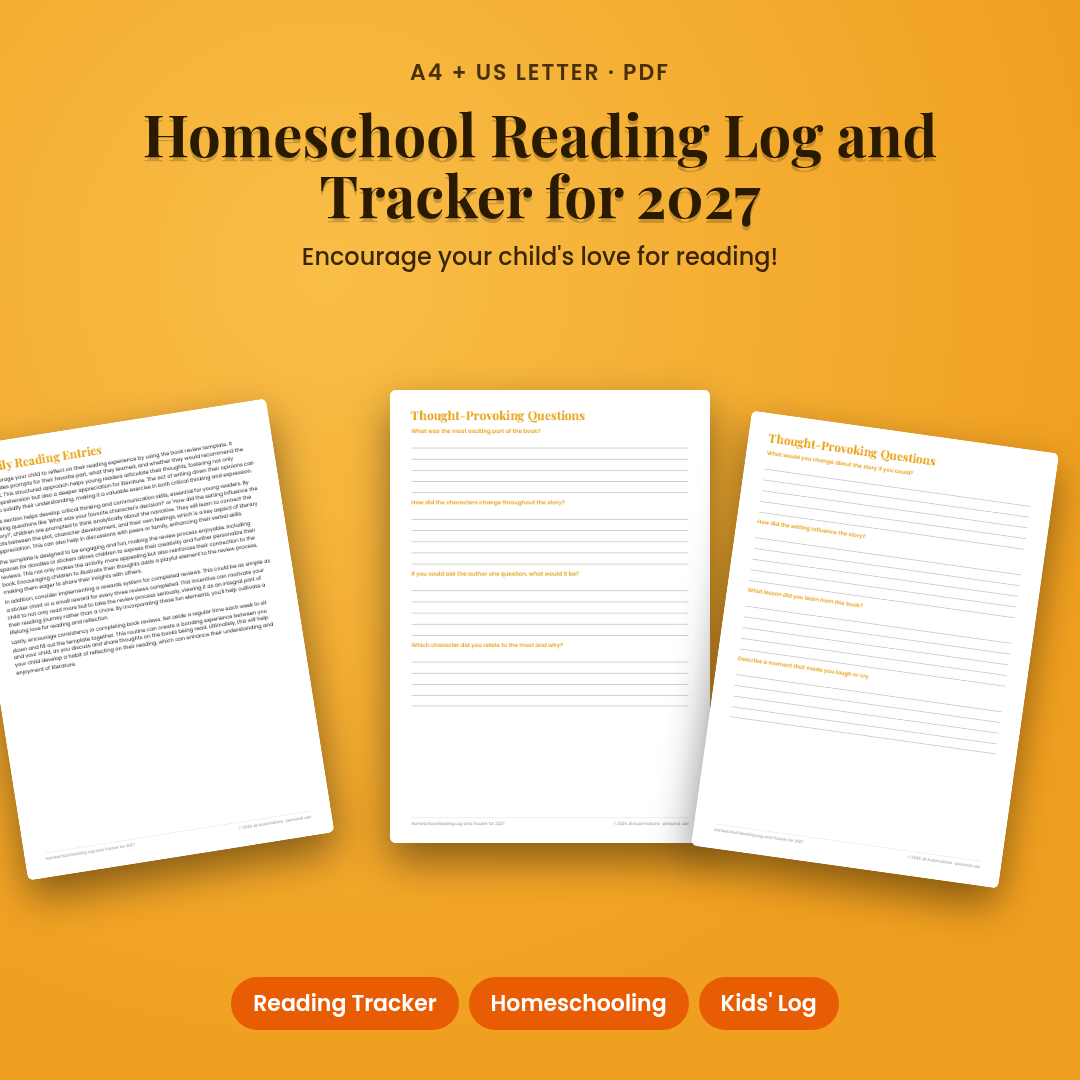 Homeschool Reading Log and Tracker for 2027