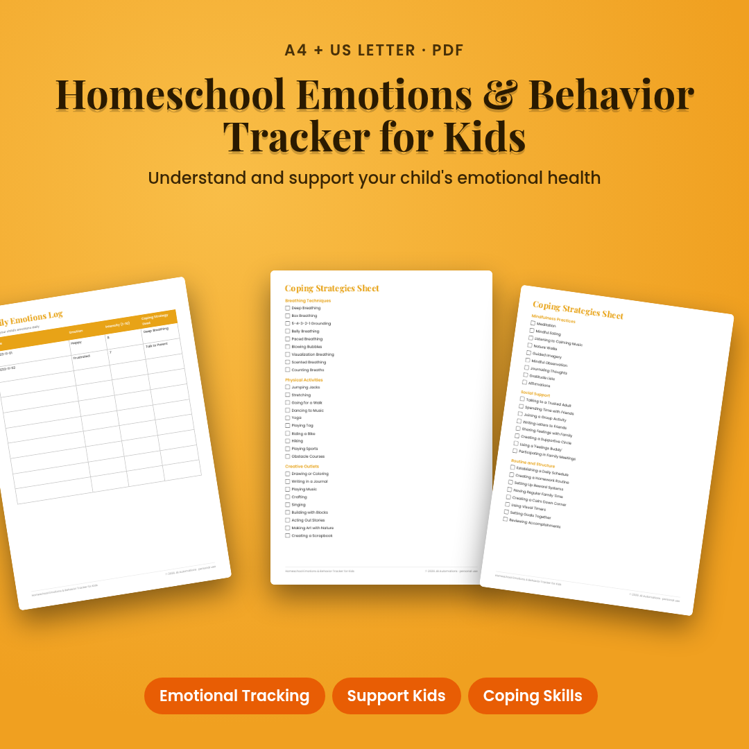 Homeschool Emotions & Behavior Tracker for Kids