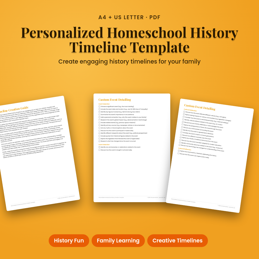 Personalized Homeschool History Timeline Template