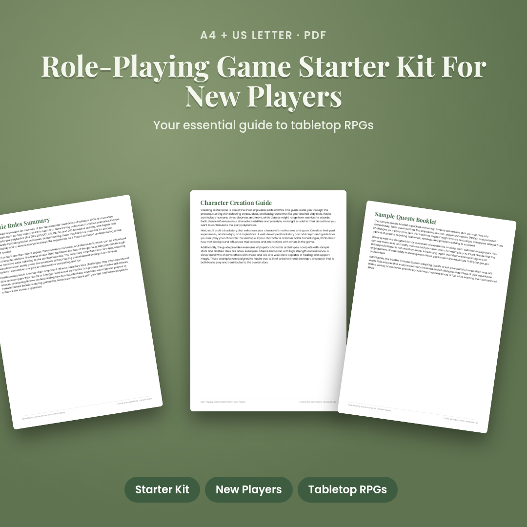 Role-Playing Game Starter Kit For New Players