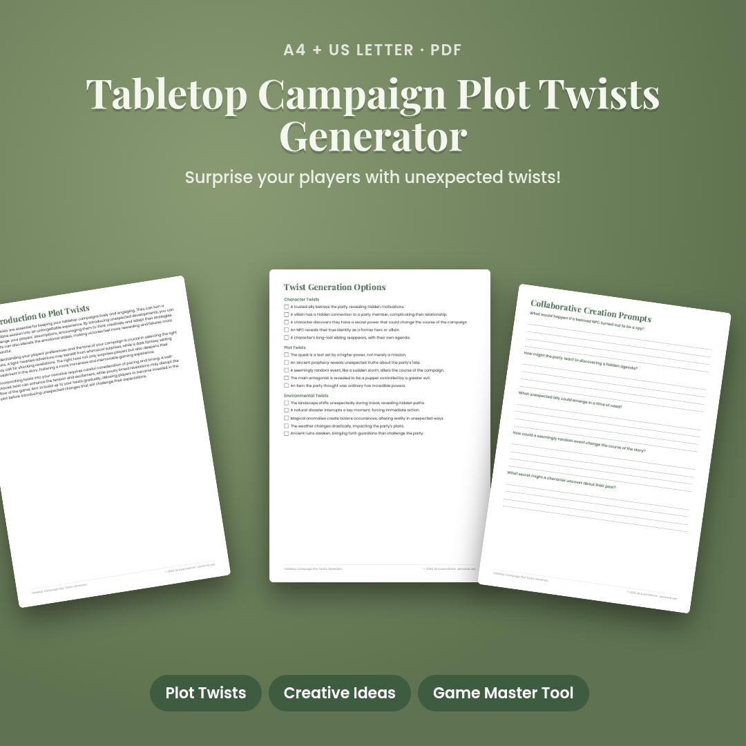 Tabletop Campaign Plot Twists Generator
