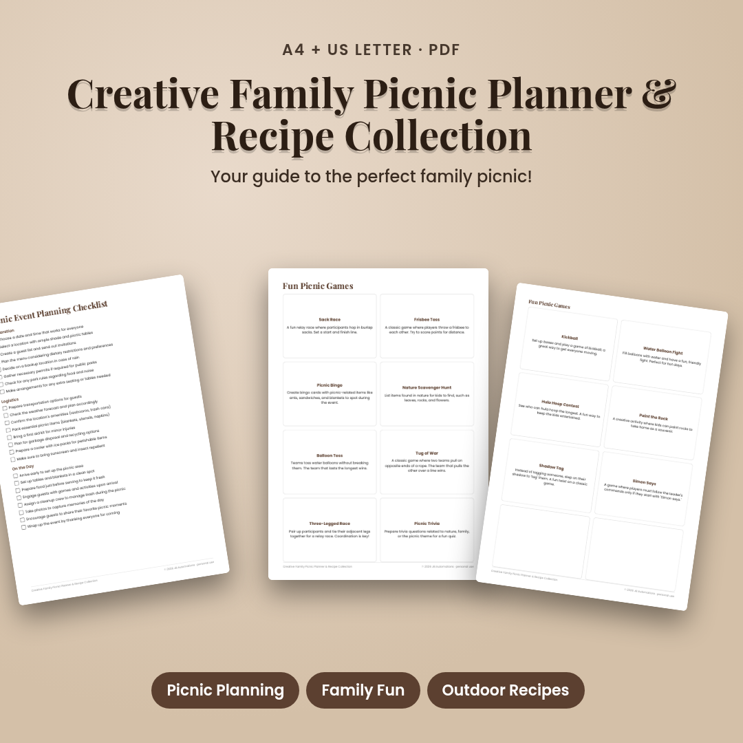 Creative Family Picnic Planner & Recipe Collection