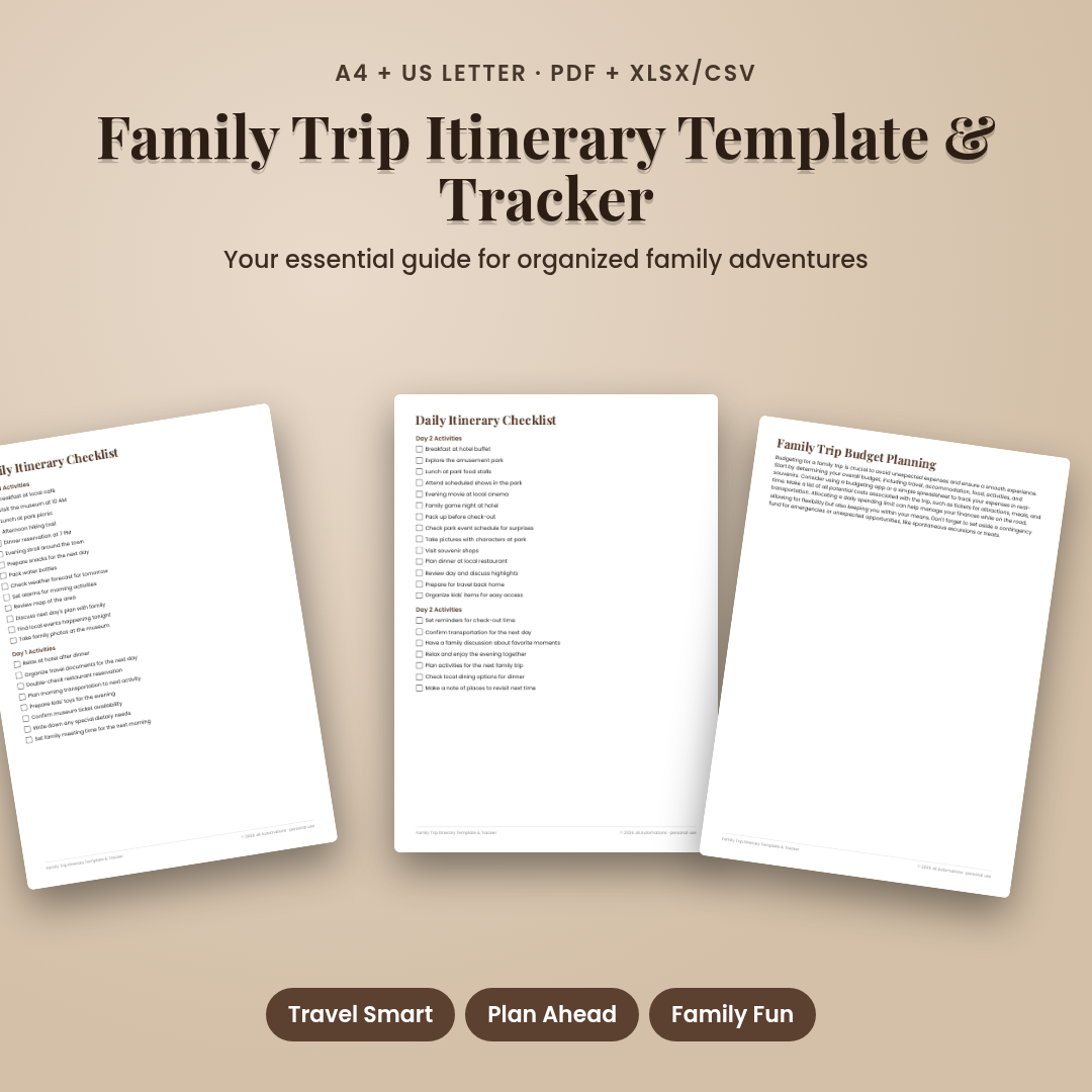 Family Trip Itinerary Template &amp; Tracker