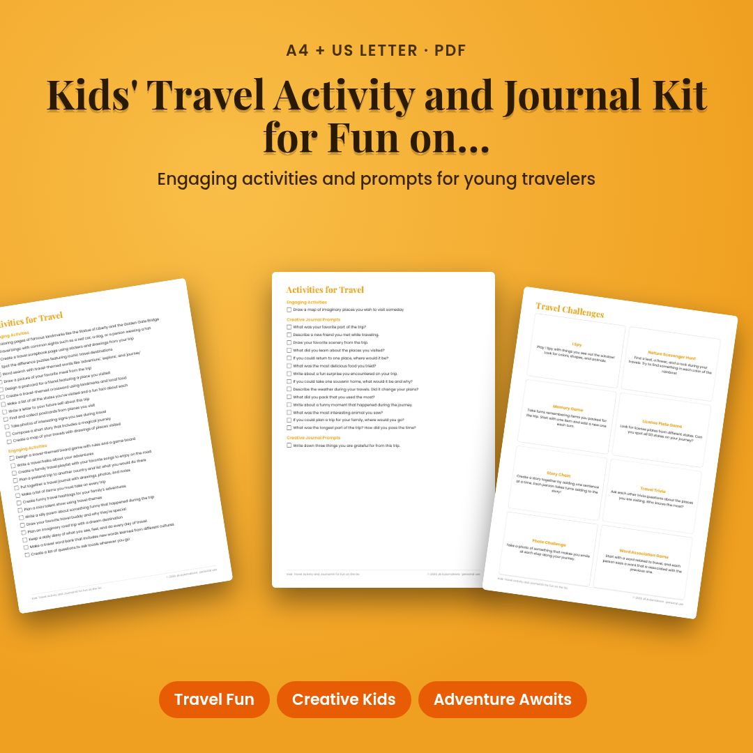 Kids' Travel Activity and Journal Kit for Fun on the Go