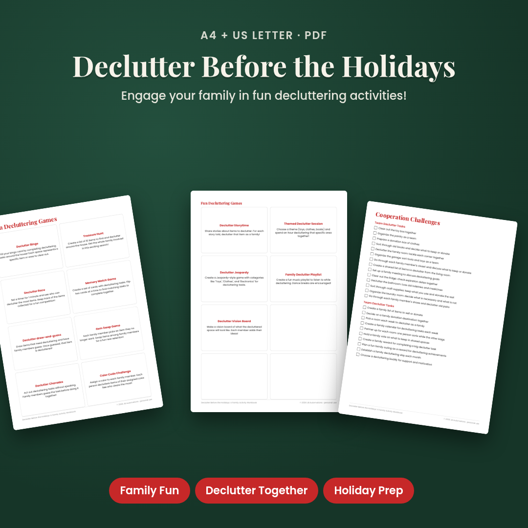 Declutter Before the Holidays: A Family Activity Workbook