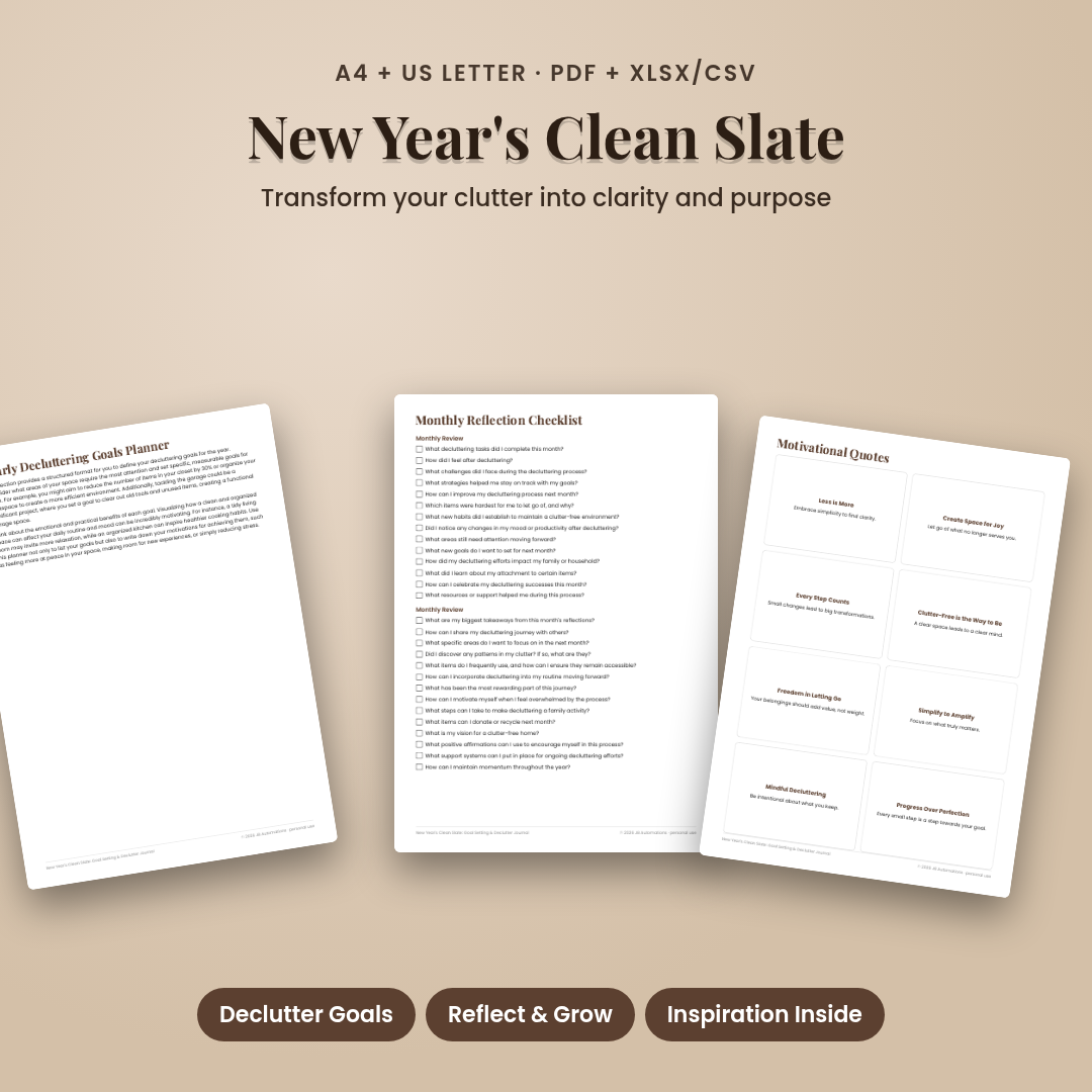 New Year's Clean Slate: Goal Setting & Declutter Journal