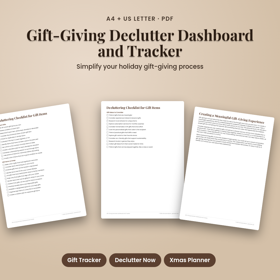 Gift-Giving Declutter Dashboard and Tracker