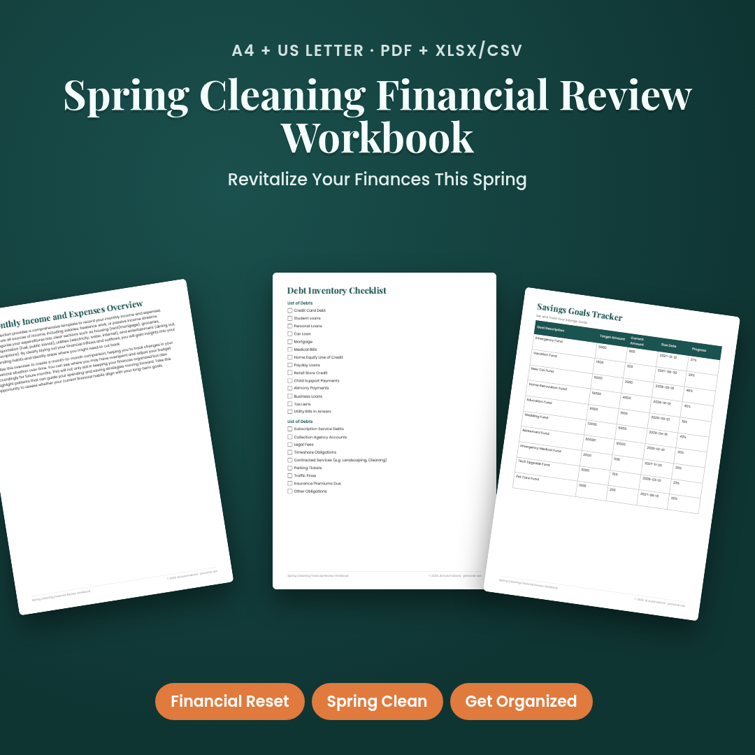 Spring Cleaning Financial Review Workbook