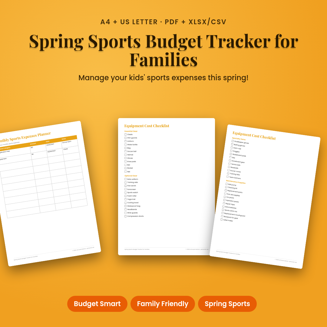 Spring Sports Budget Tracker for Families
