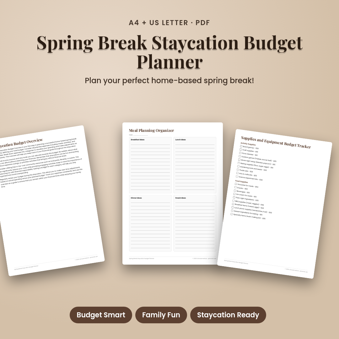Spring Break Staycation Budget Planner
