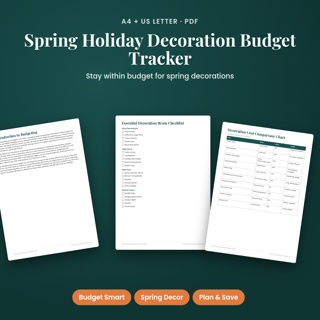 Spring Holiday Decoration Budget Tracker
