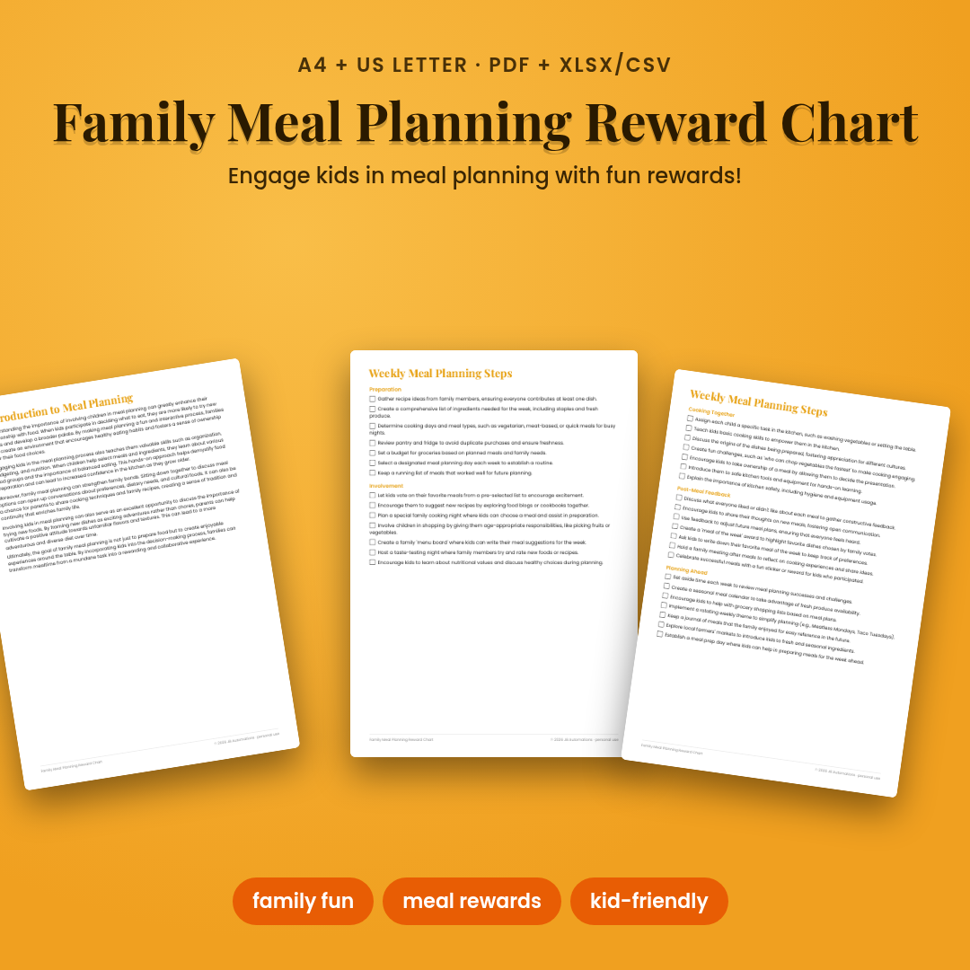 Family Meal Planning Reward Chart