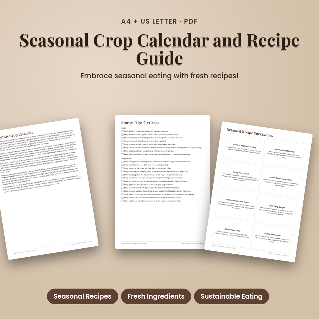 Seasonal Crop Calendar and Recipe Guide