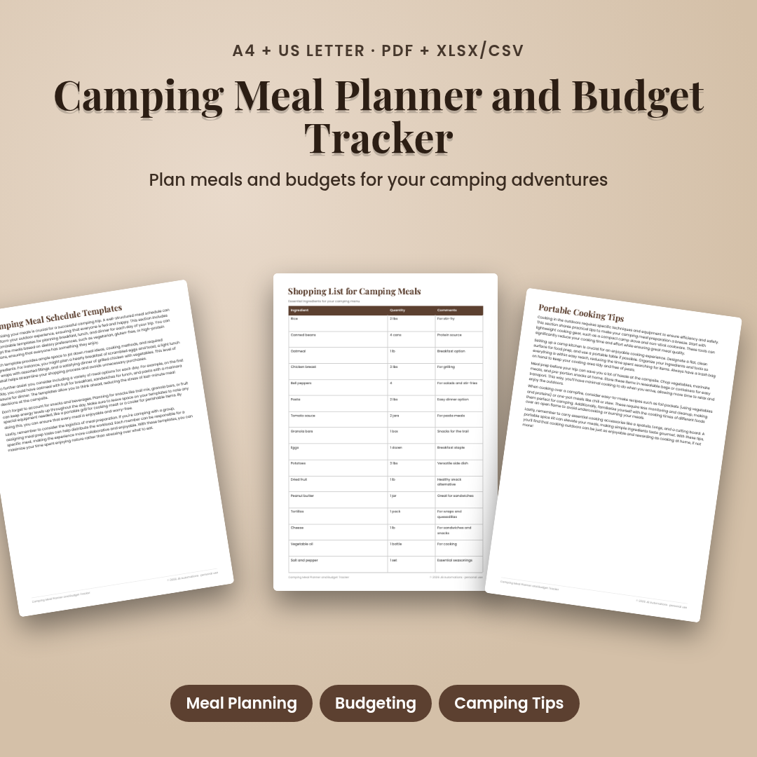 Camping Meal Planner and Budget Tracker