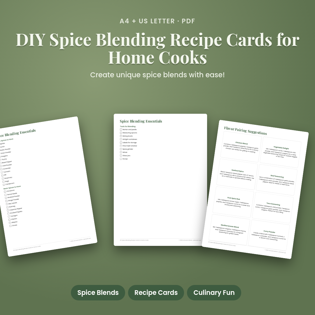 DIY Spice Blending Recipe Cards for Home Cooks