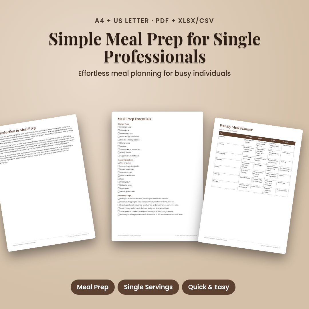 Simple Meal Prep for Single Professionals
