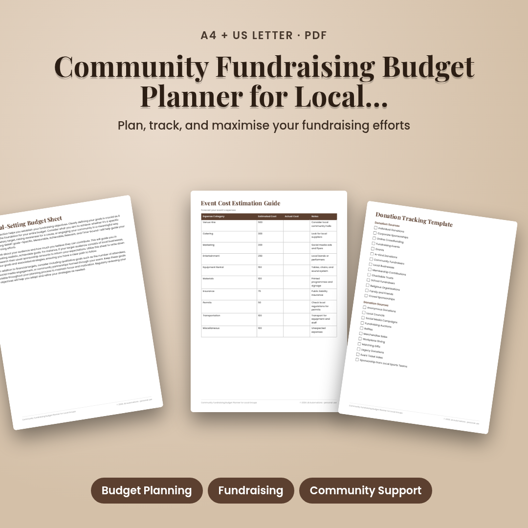 Community Fundraising Budget Planner for Local Groups