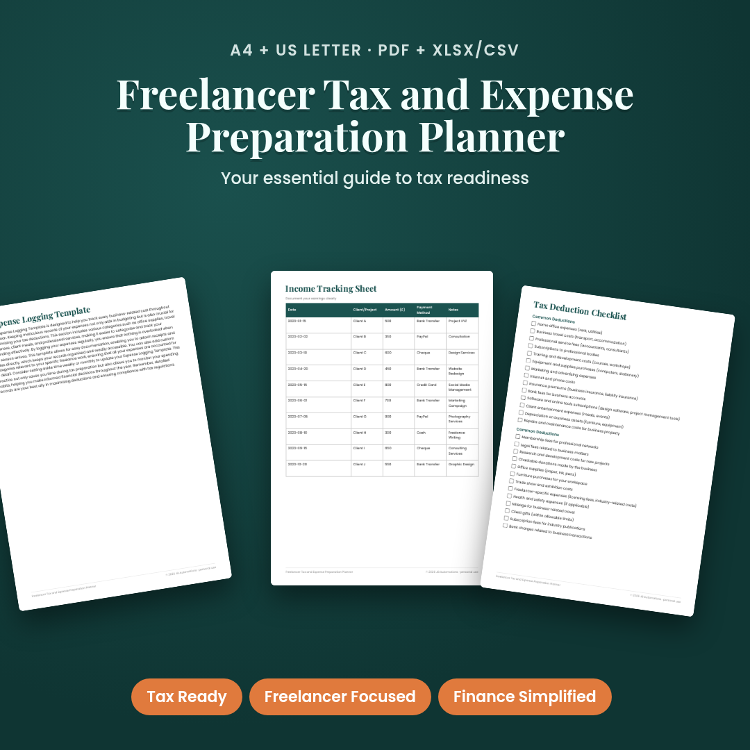 Freelancer Tax and Expense Preparation Planner