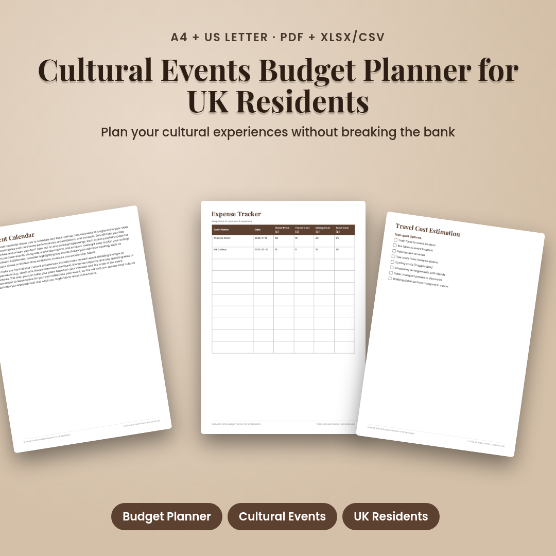 Cultural Events Budget Planner for UK Residents