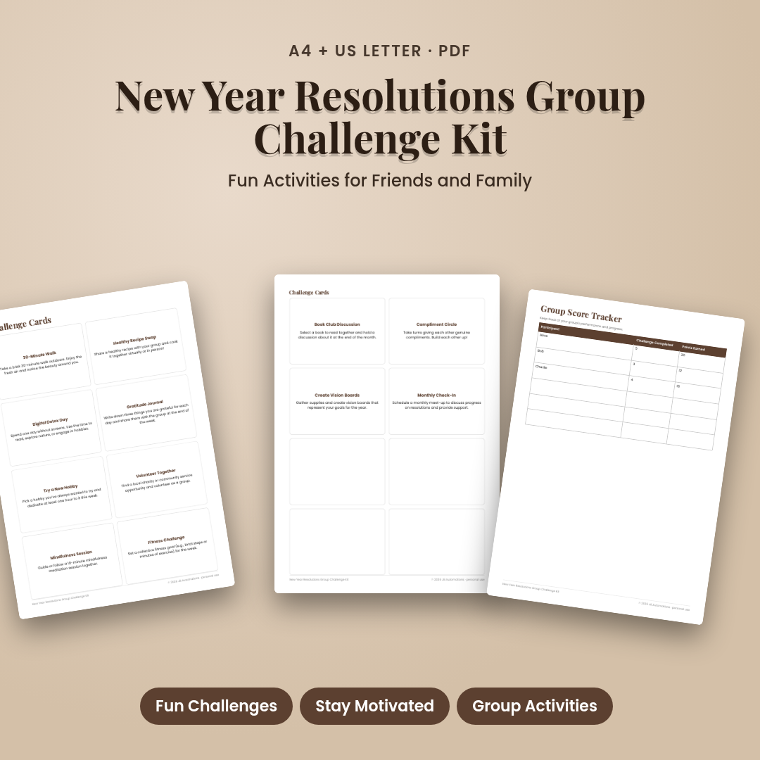 New Year Resolutions Group Challenge Kit
